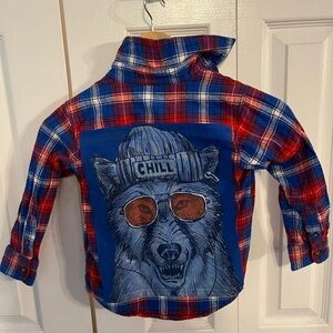 Kids upcycled flannel shirt
